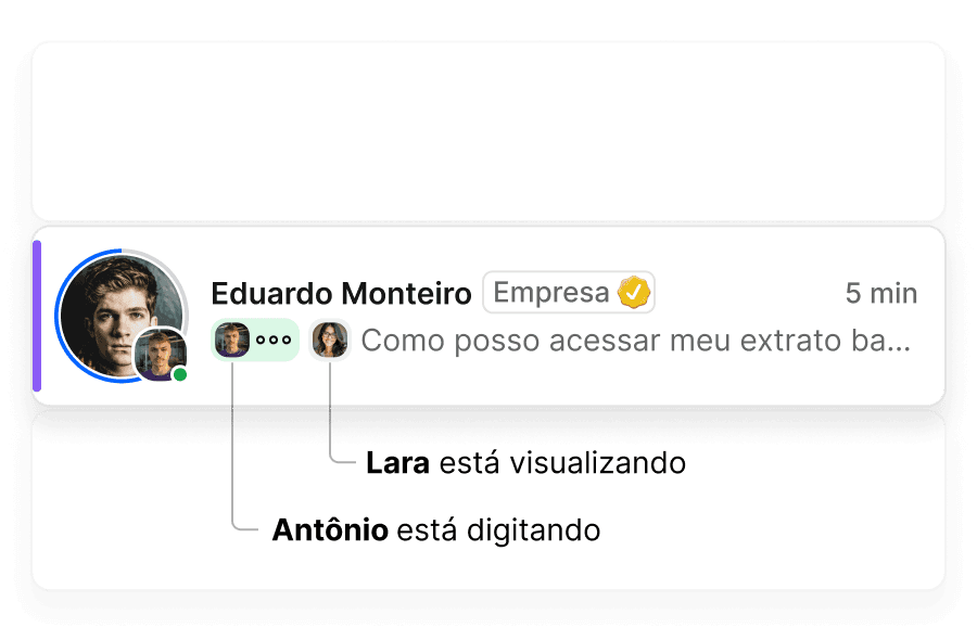 Presença e atividade na listagem de atendimentos