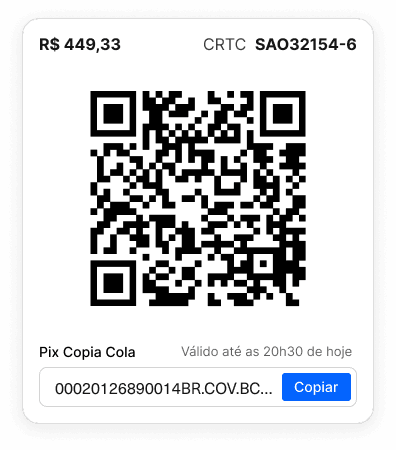 Pix QR Code para pagamento de CTRC