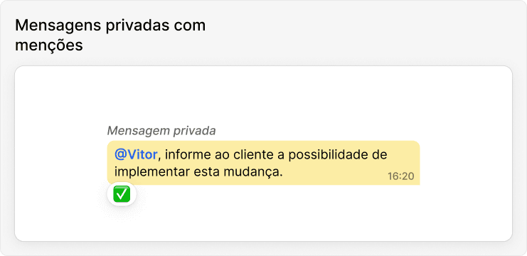 Mensagens privadas com menções